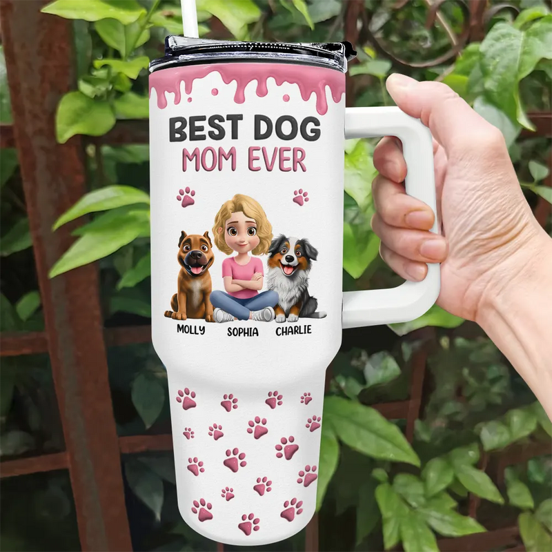 Dog Lovers,Dog Mom,Dog Dad,Pet Lovers,Happy - A Girl And Her Dog A Bond That Can't Be Broken - Personalized 40oz Tumbler With Straw