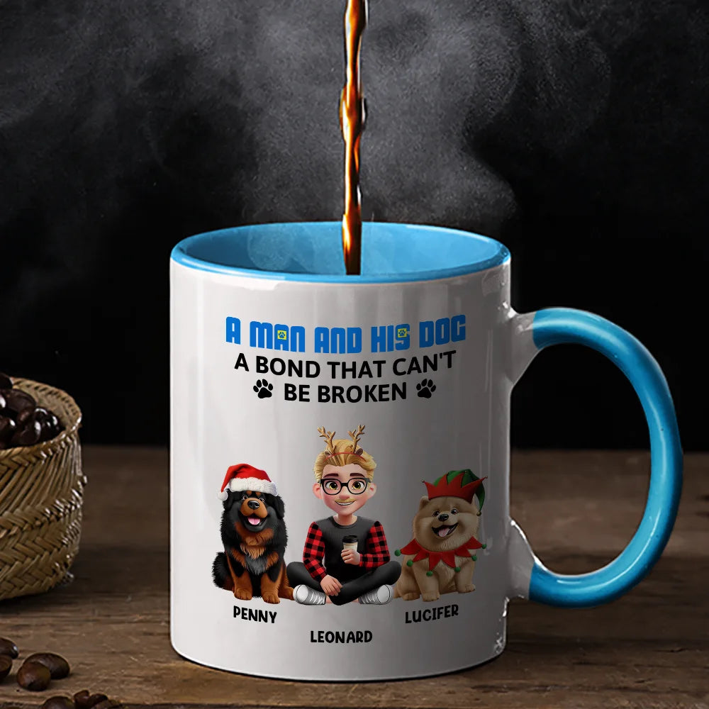 Pet Lovers,Pet Mom,Pet Dad,Dog Lovers,Dog Mom,Dog Dad,Happy,Christmas - A Girl And Her Dog A Bond That Can't Be Broken - Personalized Accent Mug