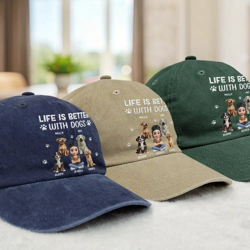 Dog Lovers,Dog Mom,Dog Dad,Pet Lovers,Happy - A Girl And Her Dog A Bond That Can't Be Broken - Personalized Vintage Washed Denim Cap