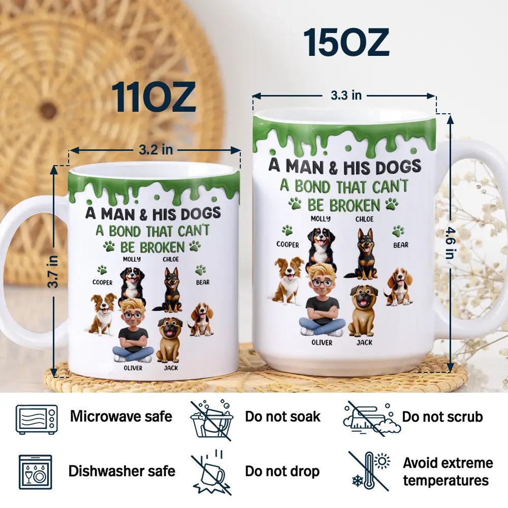 Dog Lovers,Dog Mom,Dog Dad,Pet Lovers,Happy - A Girl And Her Dog A Bond That Can't Be Broken - Personalized White Edge-to-Edge Mug