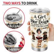 Pet Lovers, Pet Mom, Dog Lovers, Dog Mom, Happy, Top Market - A Girl And Her Dog A Bond That Can't Be Broken 3D Effect - Personalized Tumbler