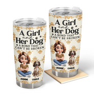 Pet Lovers, Pet Mom, Dog Lovers, Dog Mom, Happy, Top Market - A Girl And Her Dog A Bond That Can't Be Broken 3D Effect - Personalized Tumbler