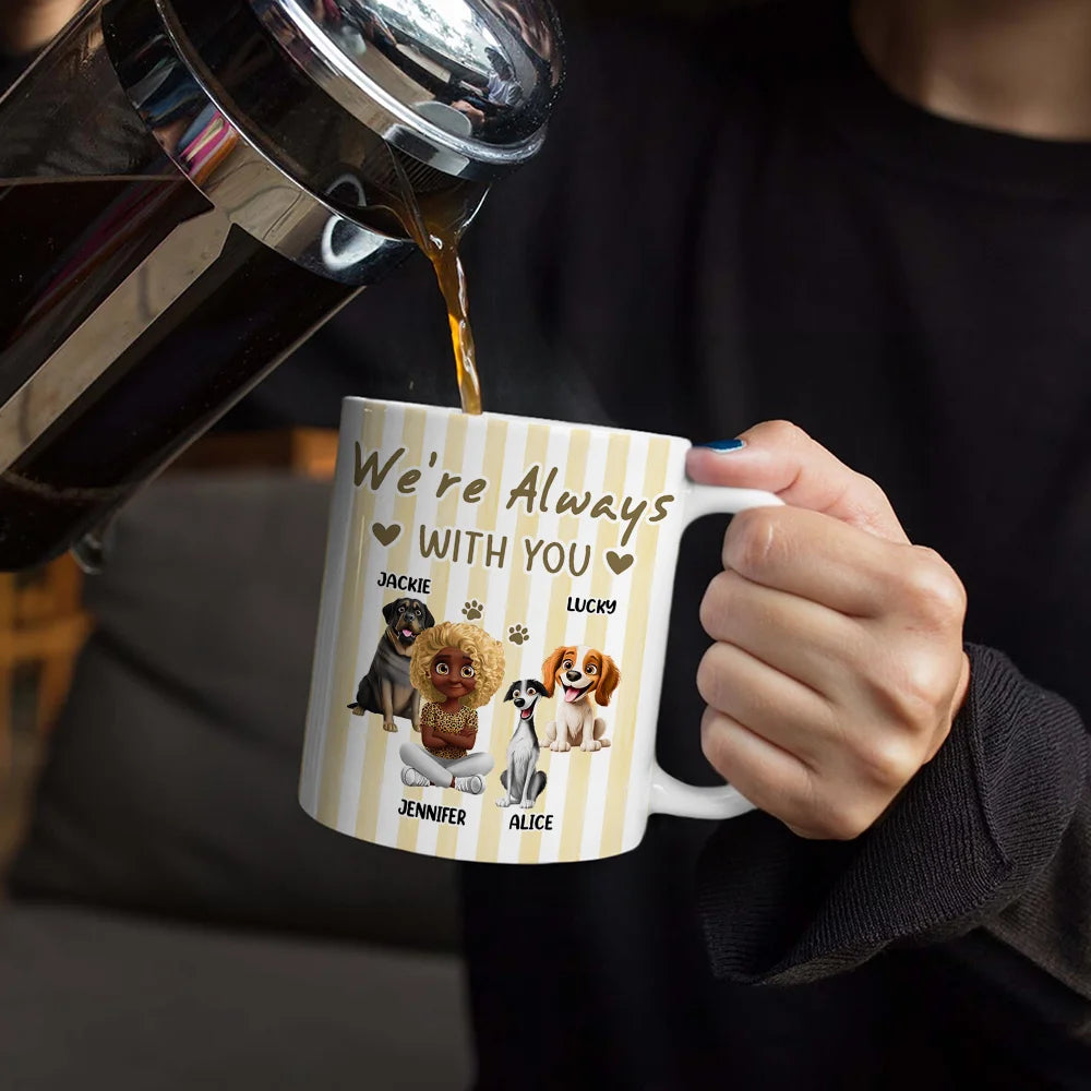 Pet Lovers,Pet Mom,Pet Dad,Dog Lovers,Dog Mom,Dog Dad,Happy - A Girl And Her Dog Stripe Colors - Personalized White Edge-to-Edge Mug