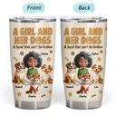 Dog Lovers,Dog Mom,Pet Lovers,Pet Mom,Happy - A Girl And Her Dog Wooden 3D Effect - Personalized Tumbler
