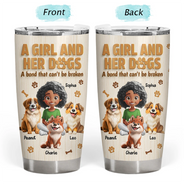Dog Lovers,Dog Mom,Pet Lovers,Pet Mom,Happy - A Girl And Her Dog Wooden 3D Effect - Personalized Tumbler
