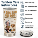 Dog Lovers,Dog Mom,Pet Lovers,Pet Mom,Happy - A Girl And Her Dog Wooden 3D Effect - Personalized Tumbler