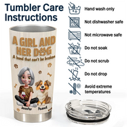 Dog Lovers,Dog Mom,Pet Lovers,Pet Mom,Happy - A Girl And Her Dog Wooden 3D Effect - Personalized Tumbler
