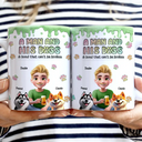 Dog Lovers,Dog Mom,Dog Dad,Happy - A Girl And Her Dogs 3D Effect Glitter - Personalized White Edge-to-Edge Mug