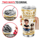 Dog Lovers,Dog Mom,Dog Dad,Pet Lovers,Pet Mom,Pet Dad,Happy - A Girl And Her Dogs 3D Golden Effect - Personalized Tumbler