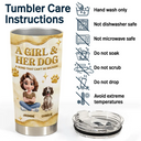 Dog Lovers,Dog Mom,Dog Dad,Pet Lovers,Pet Mom,Pet Dad,Happy - A Girl And Her Dogs 3D Golden Effect - Personalized Tumbler