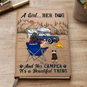 Camping,Campsite,Funny,Dog Lovers - A Girl Her Dogs Camping - Personalized Leather Journal