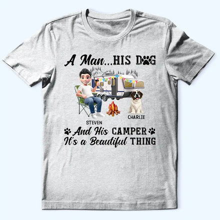 A Girl Her Dogs Camping - Personalized T Shirt