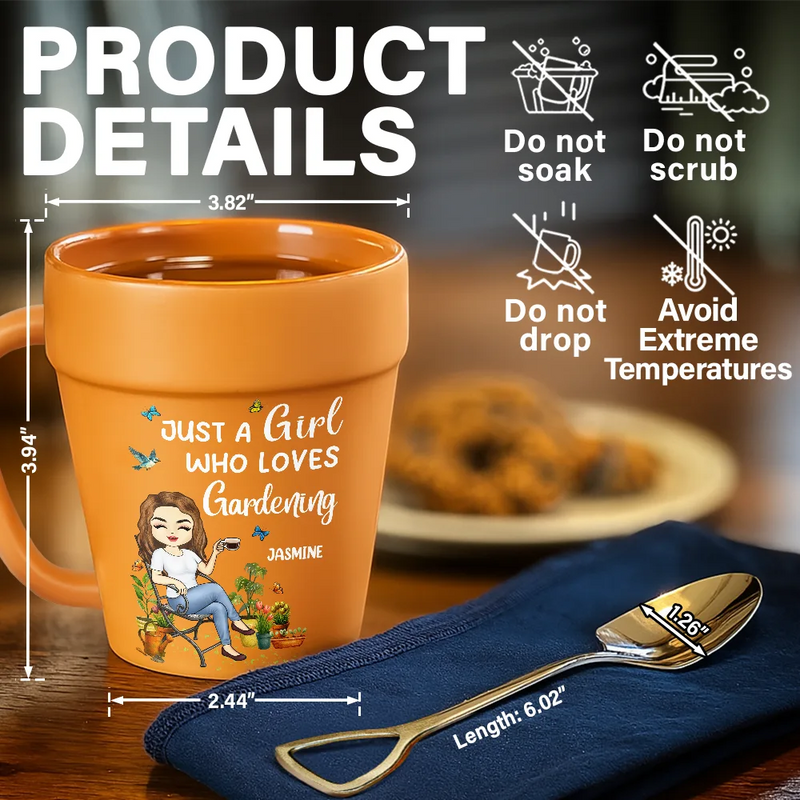 Gardening,Gift For Women,Happy - A Girl Who Loves Gardening - Personalized Plant Pot Ceramic Mug