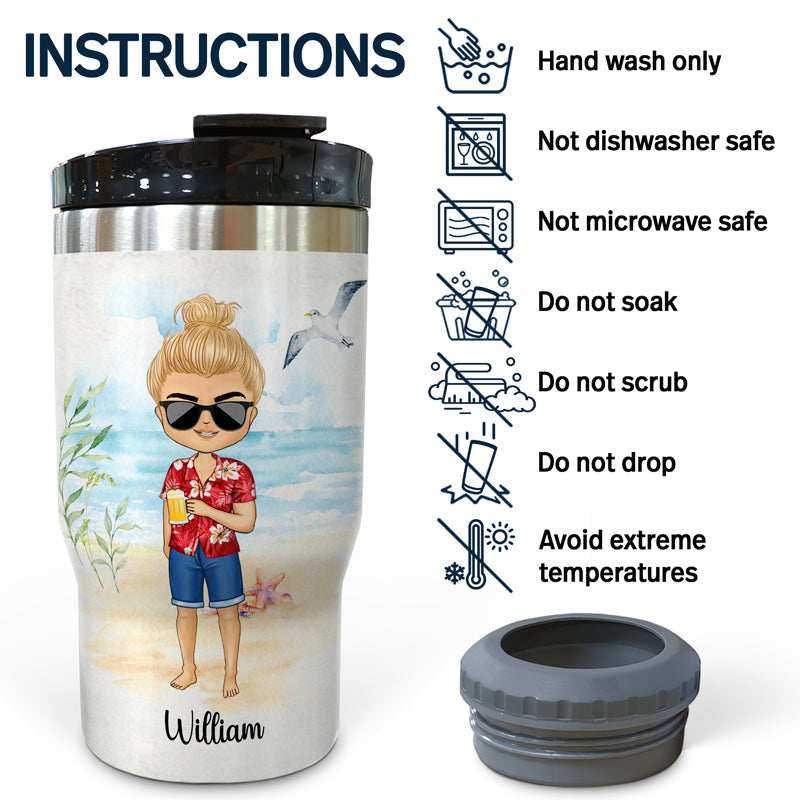 Probably Contains Alcohol Drinking Beach Girl Boy - Gift For Yourself - Personalized Custom Triple 3 In 1 Can Cooler