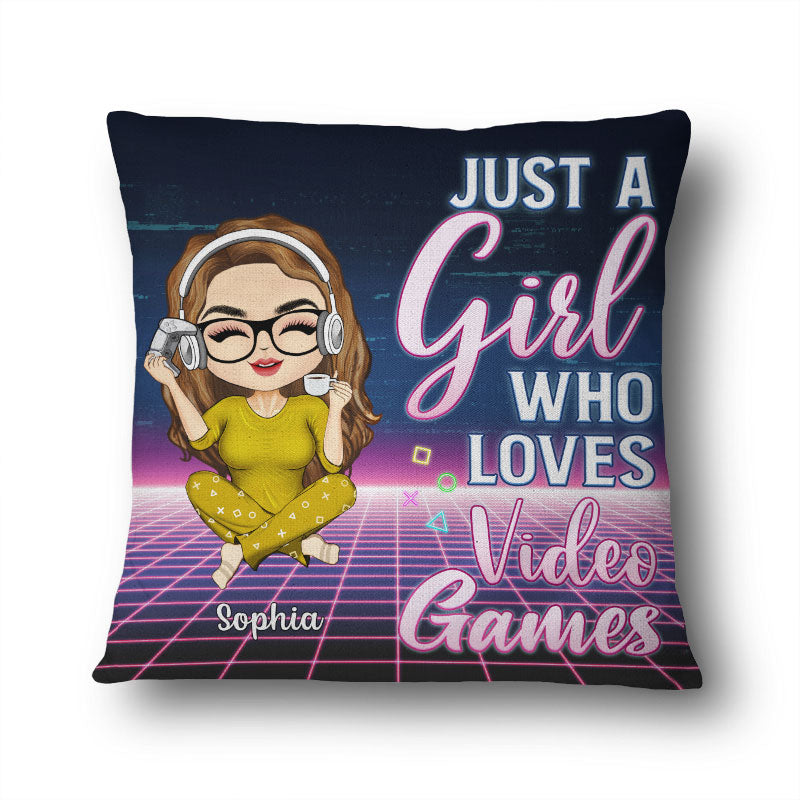 Juste une fille qui aime les jeux vidéo - Cadeau pour vous-même - Oreiller personnalisé