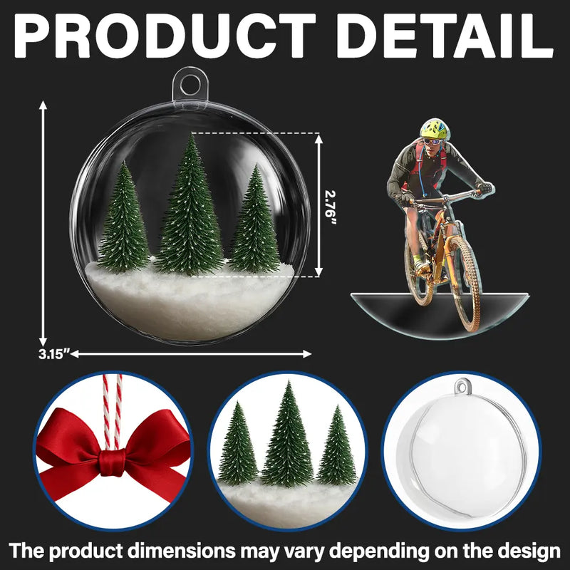 Photo Hobby Ornament,Custom Photo,Christmas,Happy - Custom Photo Hobby Mountain Biking - Personalized 3D Acrylic Ball Ornament