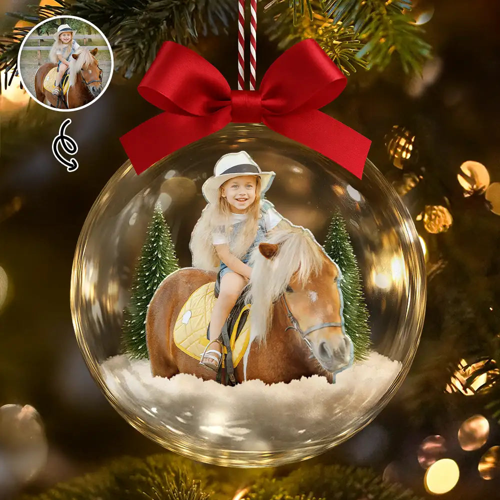 Custom Photo Horse Riding Equestrian Lovers - Personalized 3D Acrylic Ball Ornament