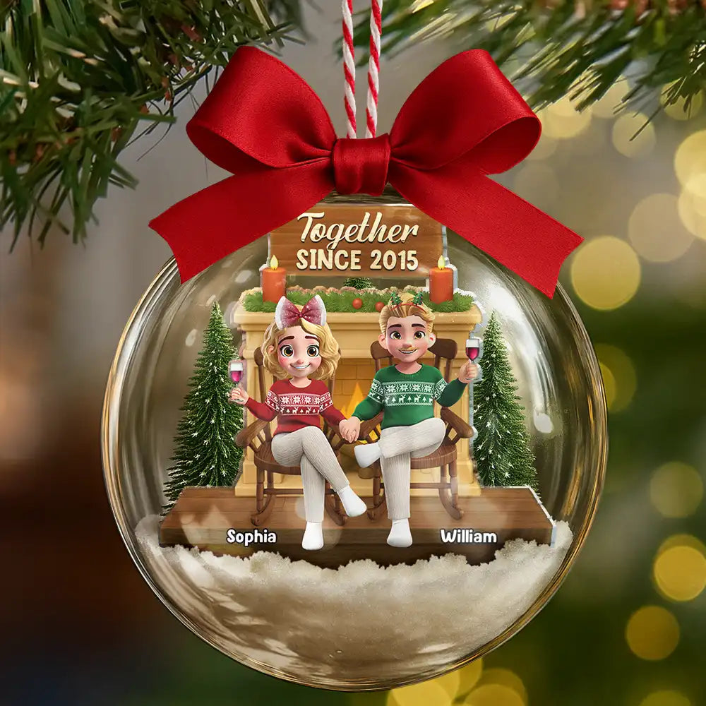 Gift For Couples,Christmas,Love,Old Couples - Together Since - Personalized 3D Acrylic Ball Ornament