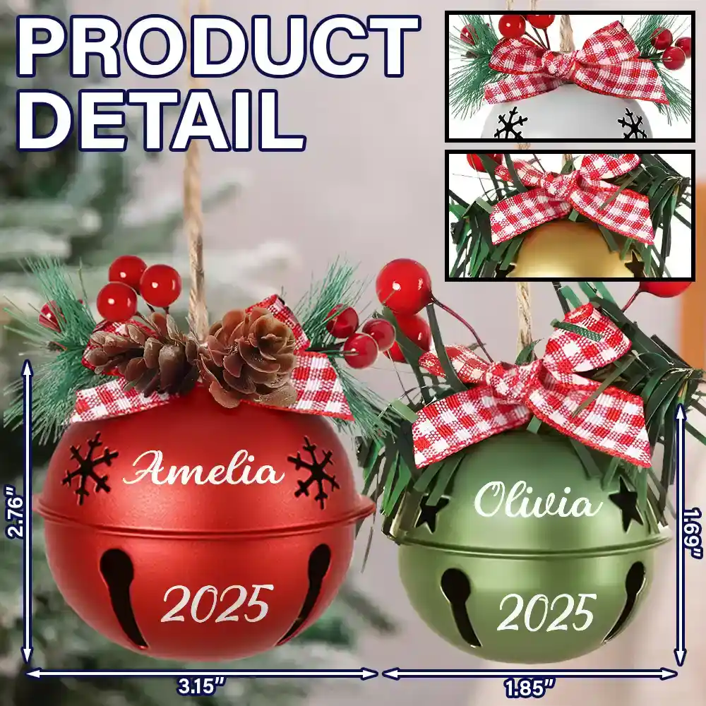 Christmas, Family, Happy - Christmas Bell With Name - Personalized Jingle Bell Ornament-AH1172ELE3585