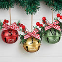 Christmas,Family,Happy - Christmas Bell With Monogram Name - Personalized Jingle Bell Ornament