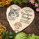Love,Cat Lovers,Pet Lovers,Dog Lovers,Memorial - Custom Photo Pencil Sketch I Crossed The Rainbow Bridge Knowing I Was Loved - Personalized Heart Memorial Garden Stone