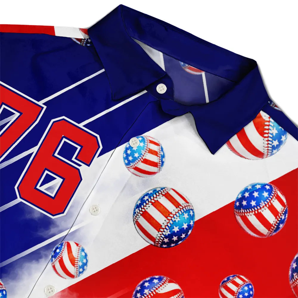 No Custom, America 250th, Independence Day - America 250th Number 76 Baseball - Hawaiian Shirt