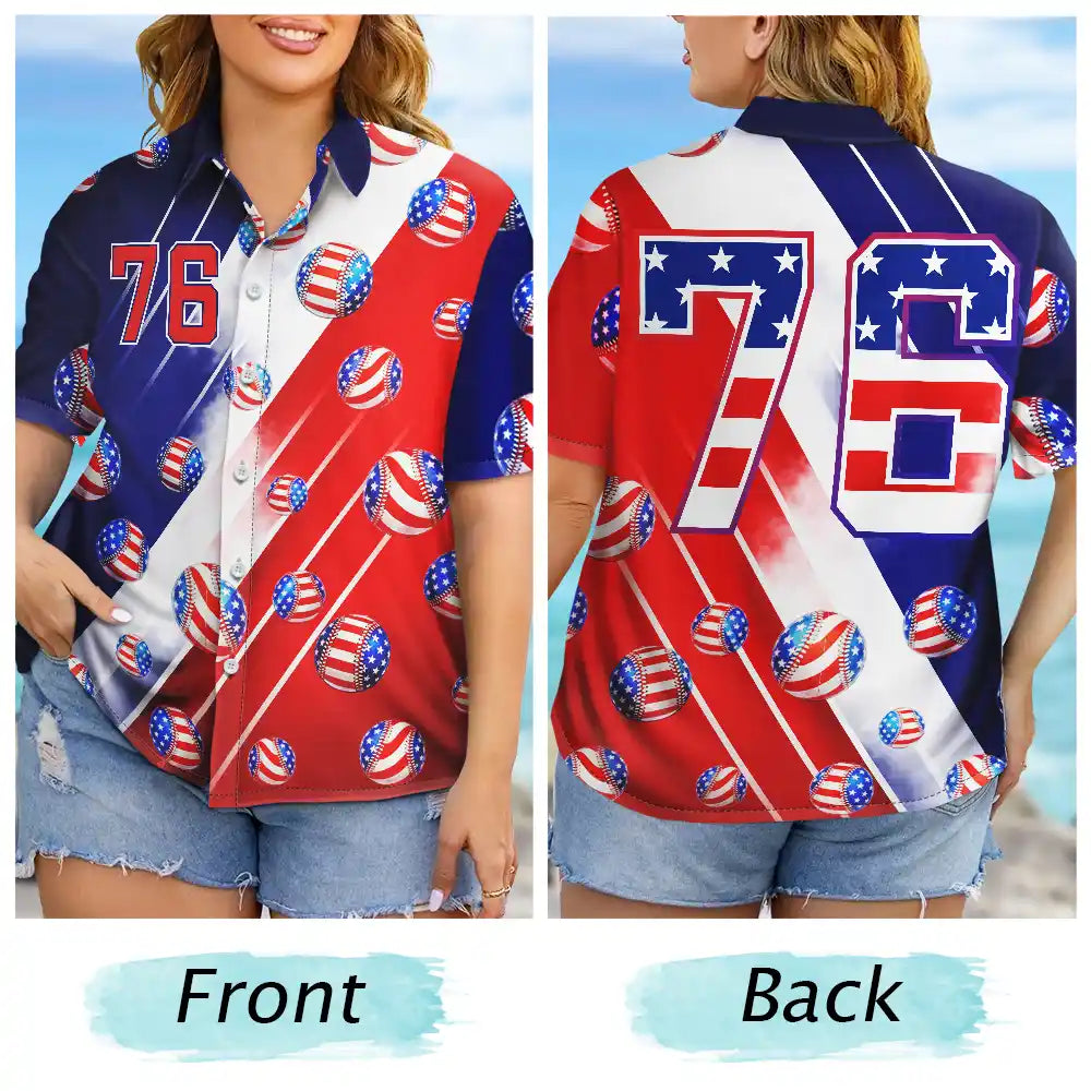 No Custom, America 250th, Independence Day - America 250th Number 76 Baseball - Hawaiian Shirt