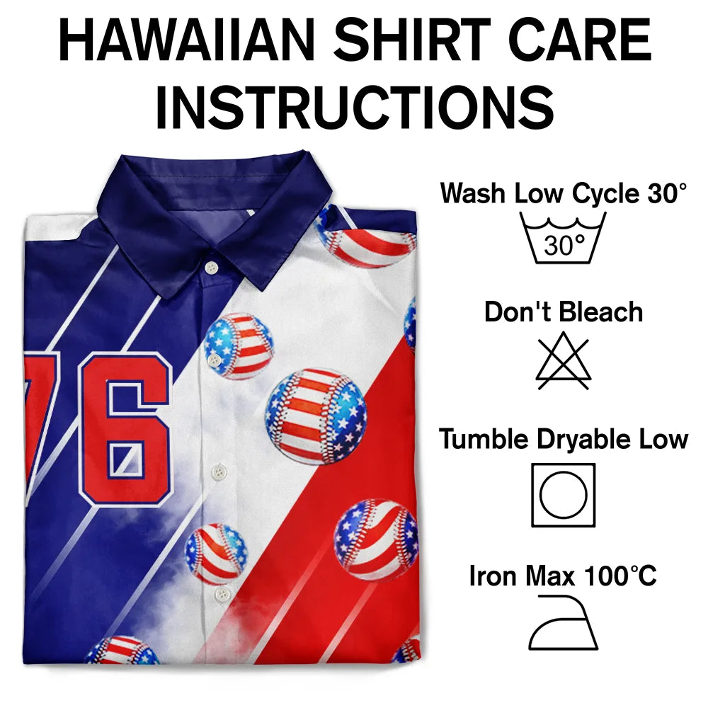 No Custom, America 250th, Independence Day - America 250th Number 76 Baseball - Hawaiian Shirt