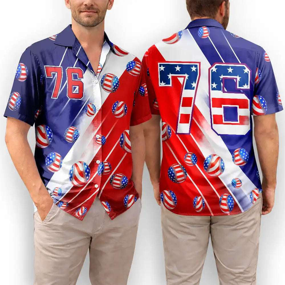 America 250th Number 76 Baseball - Hawaiian Shirt
