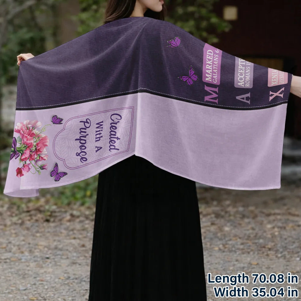 Gift For Women,Gift For Mother,Gift For Grandma,Gift For Daughter,Love,Christian - Created With A Purpose Birth Month Flower - Personalized Lightweight Soft Shawl