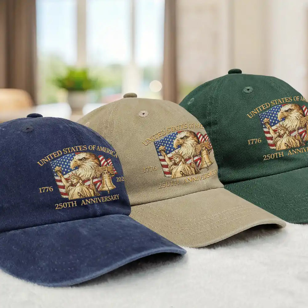 Independence Day,America 250th,Gift For Yourself,Happy,No Custom,Gift For Women,Gift For Men - 250th Anniversary US Liberty Bell Eagle - Vintage Washed Denim Cap
