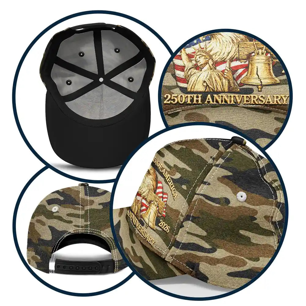 Independence Day,America 250th,Gift For Yourself,Happy,No Custom,Gift For Women,Gift For Men - 250th Anniversary US Liberty Bell Eagle Camouflage - Classic Cap