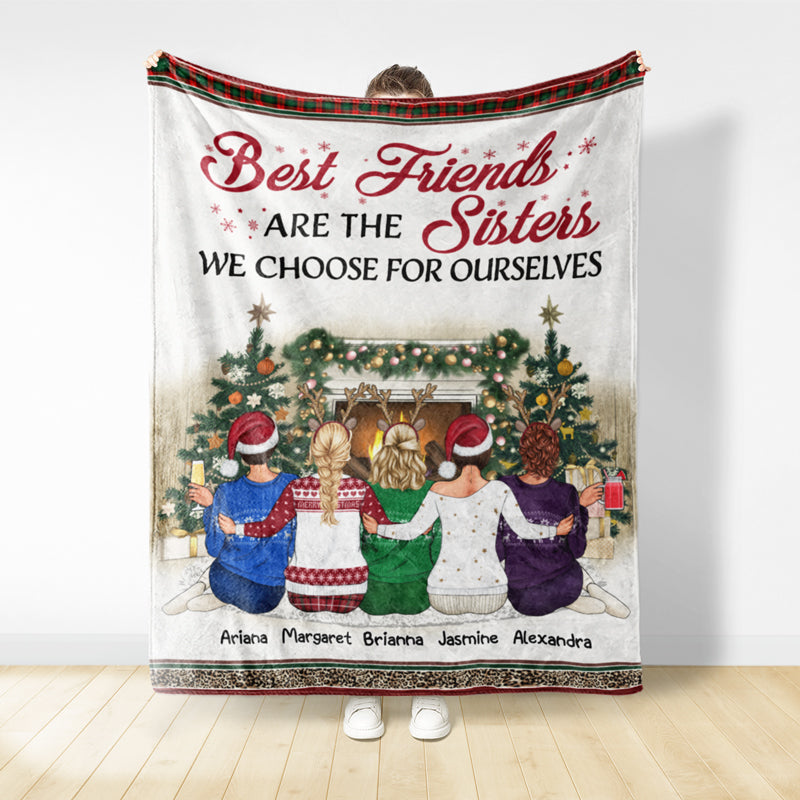 Meilleures amies, pas sœurs de sang, mais sœurs de cœur ! Cadeau de Noël pour BFF ! Couverture polaire personnalisée