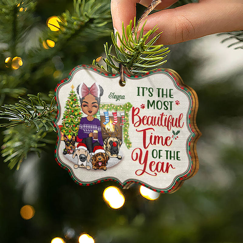 Just A Girl Boy Who Loves Dogs And Christmas - Christmas Gift For Dog Lovers - Personalized Custom Wooden Ornament