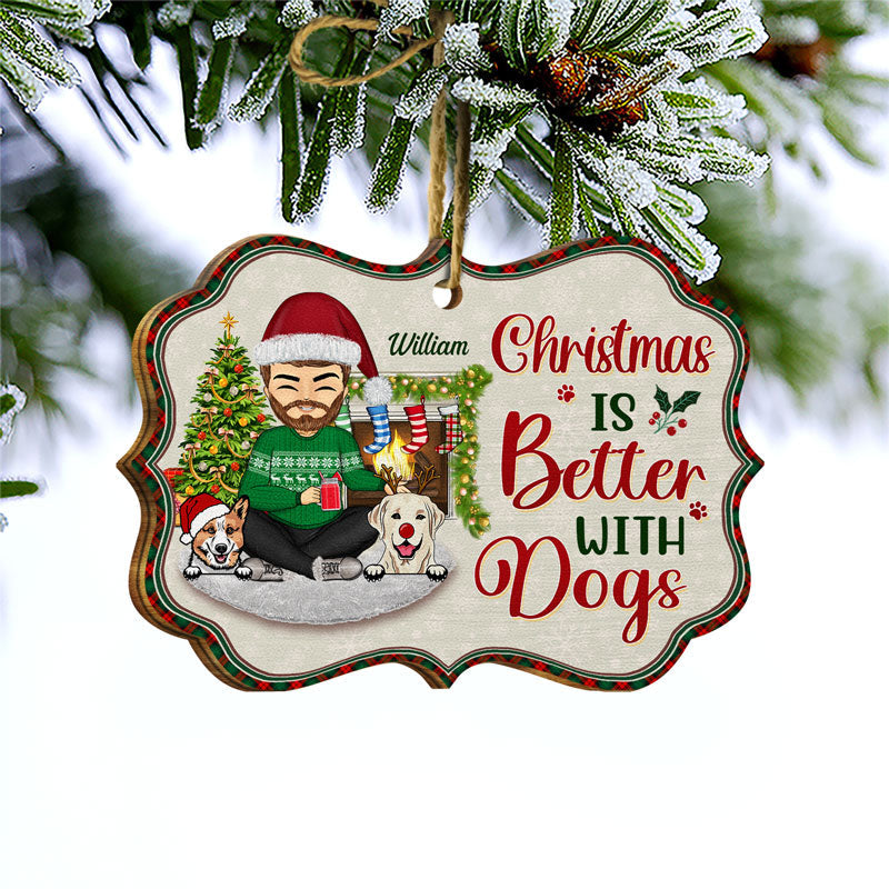 Just A Girl Boy Who Loves Dogs And Christmas - Christmas Gift For Dog Lovers - Personalized Custom Wooden Ornament