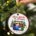 Besties Forever - Christmas Gift For BFF And Sisters - Personalized Custom Circle Ceramic Ornament