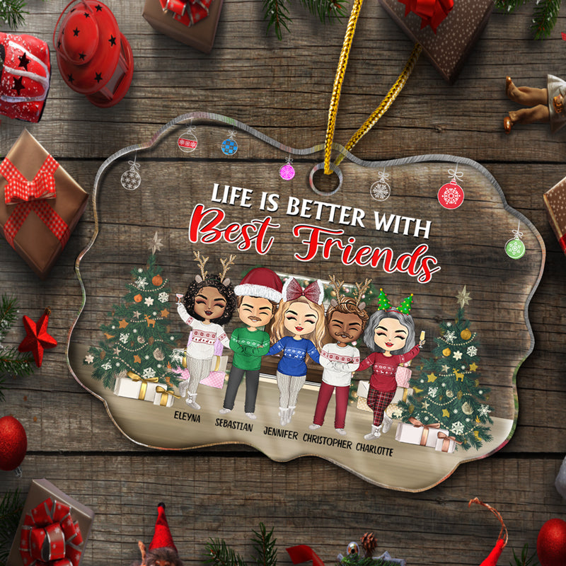 Côte à côte ou à des kilomètres de distance, sœurs et frères - Cadeau de Noël pour frères et sœurs - Ornement médaillon personnalisé en acrylique