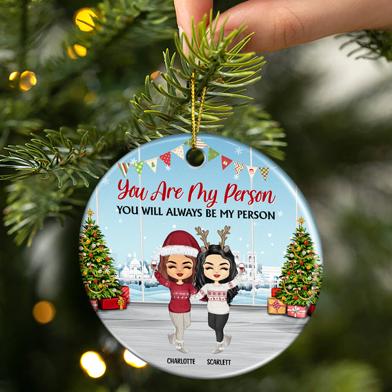 Work Made Us Colleagues - Christmas Gift For Co-worker And BFF - Personalized Custom Circle Ceramic Ornament