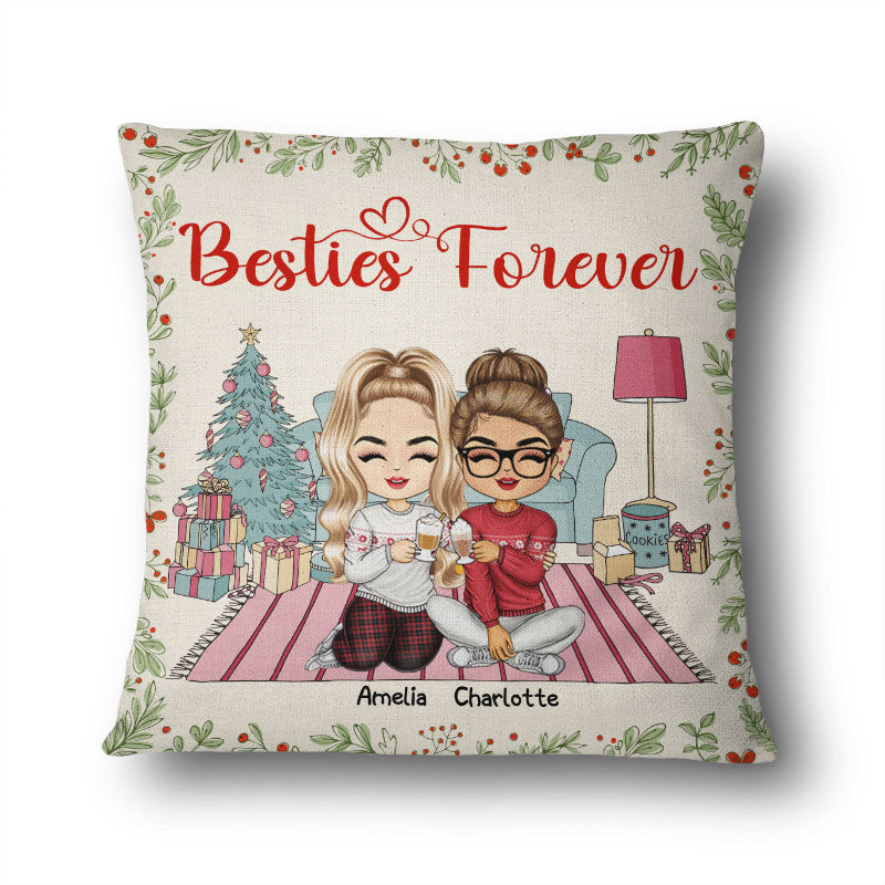 Besties Forever - Christmas Gift For Best Friends And Sisters - Personalized Custom Pillow