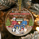 Christmas Dog Cat Couple Have Yourself A Furry Little Christmas - Gift For Pet Lovers - Personalized Custom Circle Acrylic Ornament