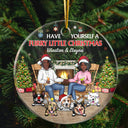 Christmas Dog Cat Couple Have Yourself A Furry Little Christmas - Gift For Pet Lovers - Personalized Custom Circle Acrylic Ornament