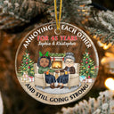 Christmas Family Chibi Couple Annoying Each Other Since - Gift For Couples - Personalized Custom Circle Acrylic Ornament