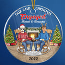 Couple de famille de Noël Notre premier Noël ensemble - Cadeau pour couples - Ornement acrylique personnalisé en cercle