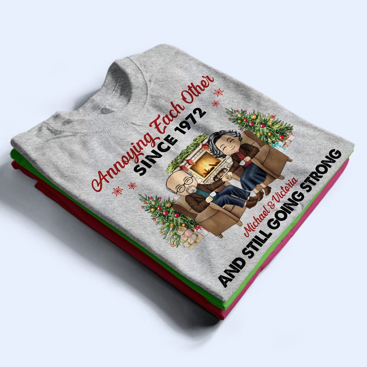 Christmas Family Chibi Old Couple Annoying Each Other Since - Gift For Couples - Personalized Custom Hoodie