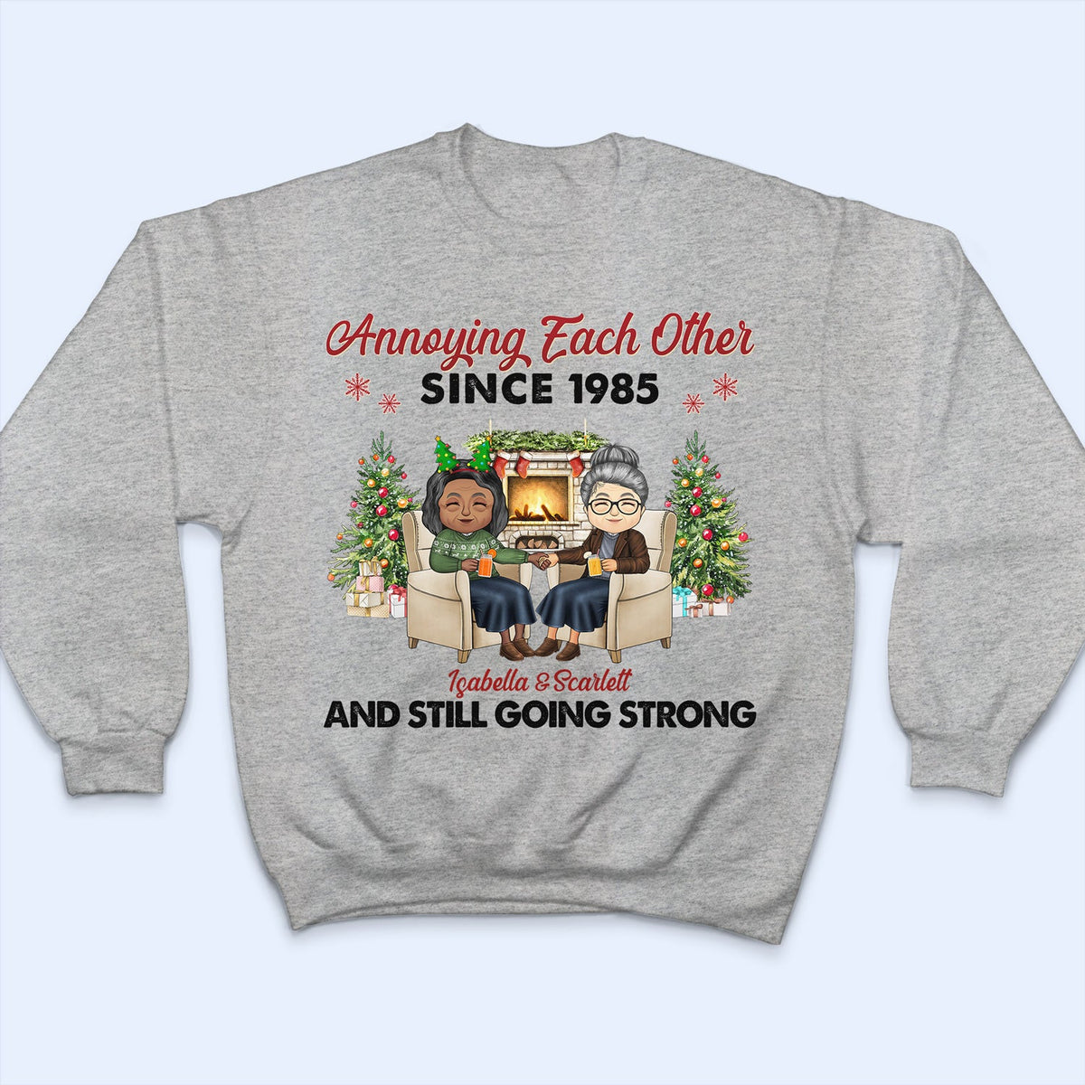 Christmas Family Chibi Old Couple Annoying Each Other Since - Gift For Couples - Personalized Custom Hoodie