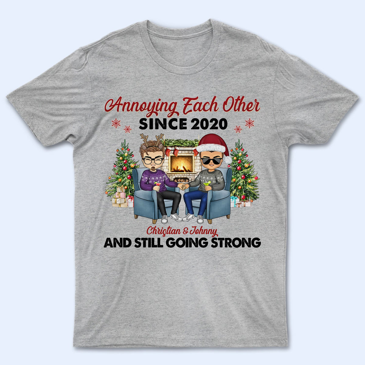 Christmas Family Chibi Old Couple Annoying Each Other Since - Gift For Couples - Personalized Custom Hoodie