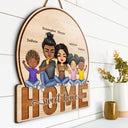 Home Sweet Home Couple Parents And Kids - Gift For Family - Personalized Custom Shaped Wood Sign