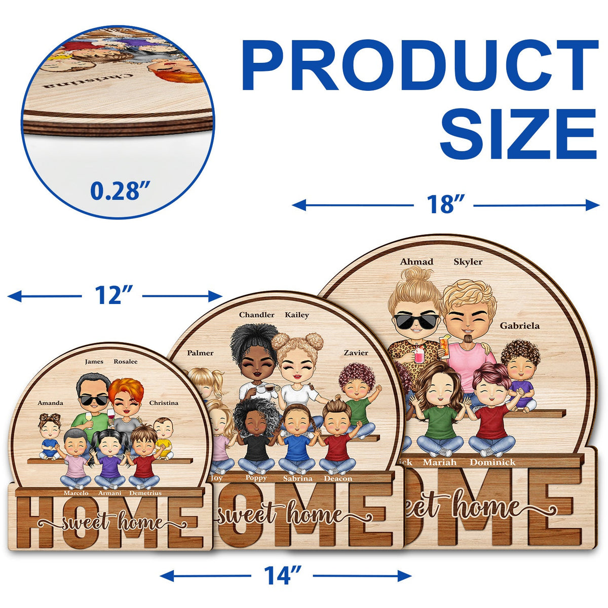 Home Sweet Home Couple Parents And Kids - Gift For Family - Personalized Custom Shaped Wood Sign