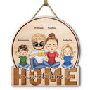 Home Sweet Home Couple Parents And Kids - Gift For Family - Personalized Custom Shaped Wood Sign