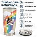 Dog Cat My Heart Is At The Rainbow Bridge - Loving, Memorial Gift For Dog Mom, Cat Mom, Cat Dad, Dog Dad, Pet Lovers - Personalized Custom Tumbler